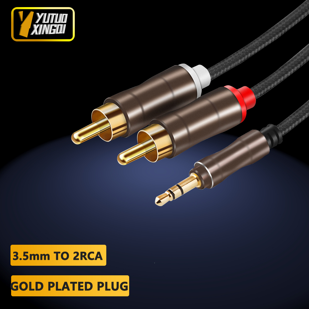 Audio Cable Rca - 3.5 مللي متر إلى 2RCA مزدوج