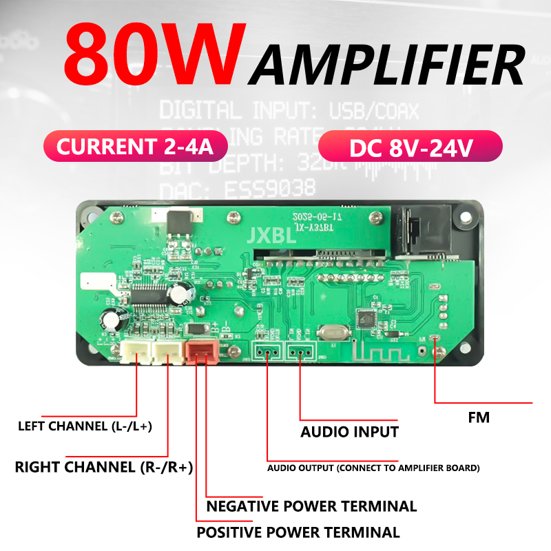 لوحة فك تشفير MP3 بقوة 80 واط  - مراجعة Dac Board وسعره